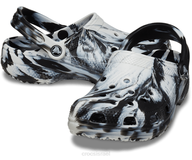 נעליים il Crocs נשים קבקב שיש קלאסי לבן שחור 2DZ4154