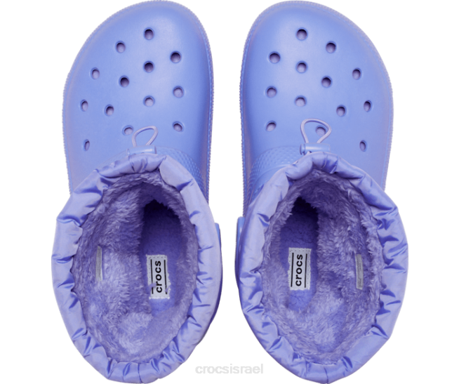 נעליים il Crocs נשים מגף ניאו פאף קלאסי עם קווים סגול דיגיטלי 2DZ4174