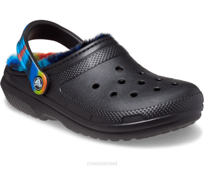 נעליים il Crocs נשים סתימת צבע ריסוס מרופדת פרווה קלאסית שחור/רב 2DZ4176