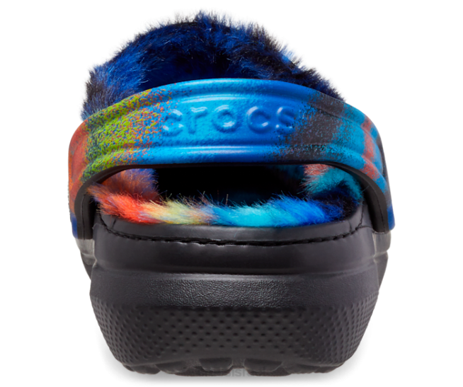 נעליים il Crocs נשים סתימת צבע ריסוס מרופדת פרווה קלאסית שחור/רב 2DZ4176