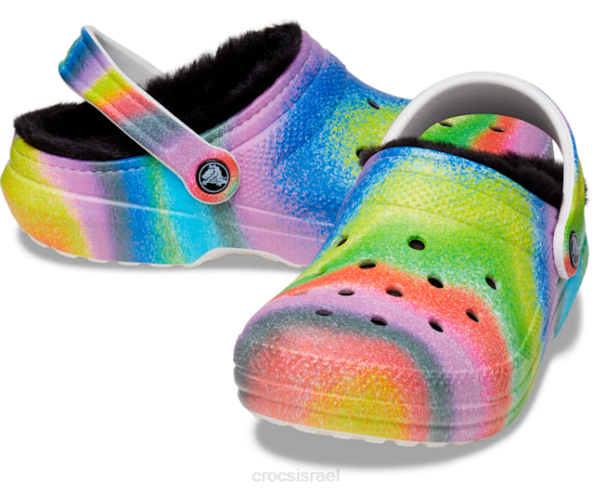 נעליים il Crocs נשים סתימת צבע ריסוס מרופדת פרווה קלאסית לבן/רב 2DZ4177