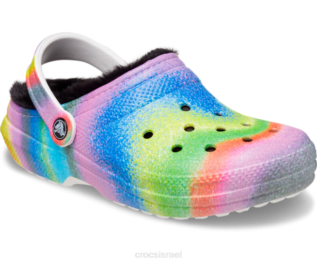 נעליים il Crocs נשים סתימת צבע ריסוס מרופדת פרווה קלאסית לבן/רב 2DZ4177