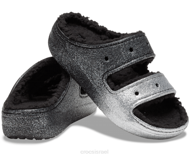 נעליים il Crocs נשים סנדל נצנצים קלאסי מפנק כסף שחור 2DZ4235