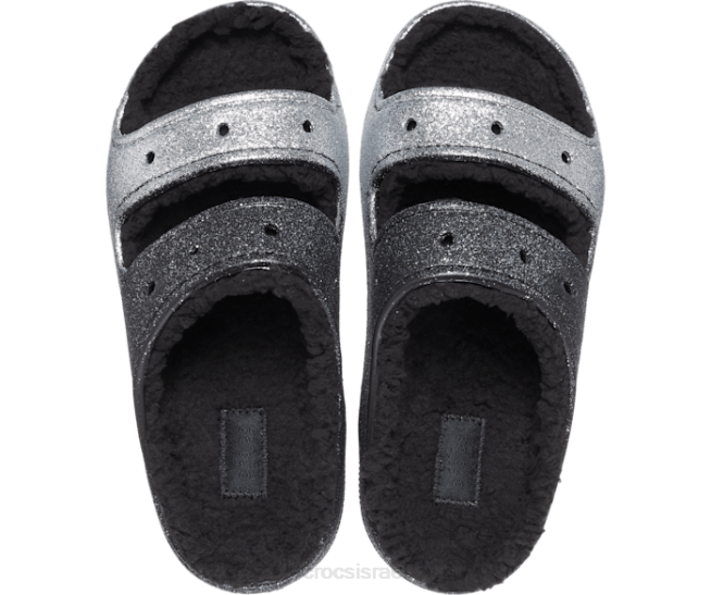 נעליים il Crocs נשים סנדל נצנצים קלאסי מפנק כסף שחור 2DZ4235