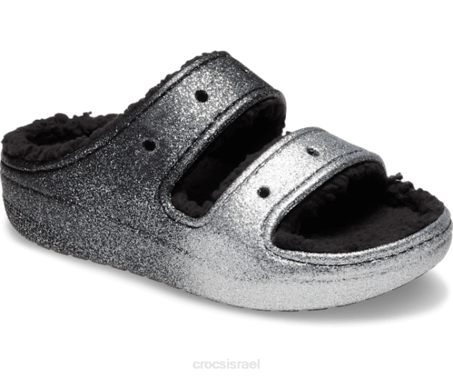 נעליים il Crocs נשים סנדל נצנצים קלאסי מפנק כסף שחור 2DZ4235