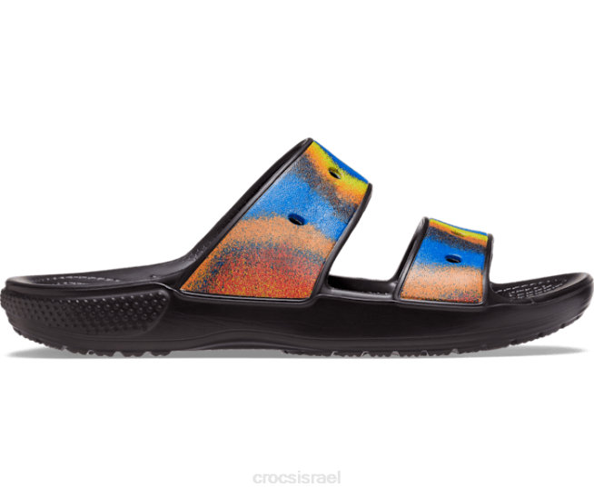 נעליים il Crocs נשים סנדל צבע ספריי קלאסי שחור/רב 2DZ4311