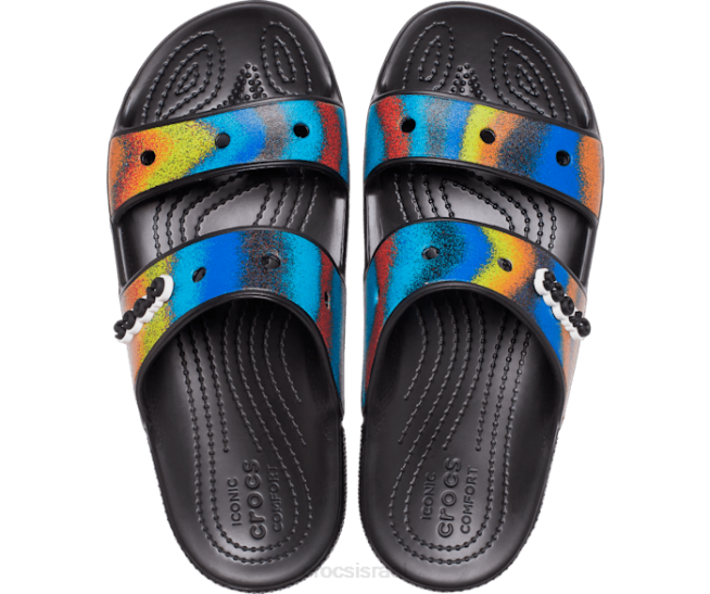 נעליים il Crocs נשים סנדל צבע ספריי קלאסי שחור/רב 2DZ4311