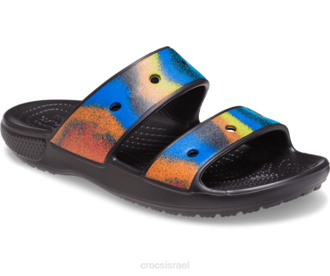 נעליים il Crocs נשים סנדל צבע ספריי קלאסי שחור/רב 2DZ4311