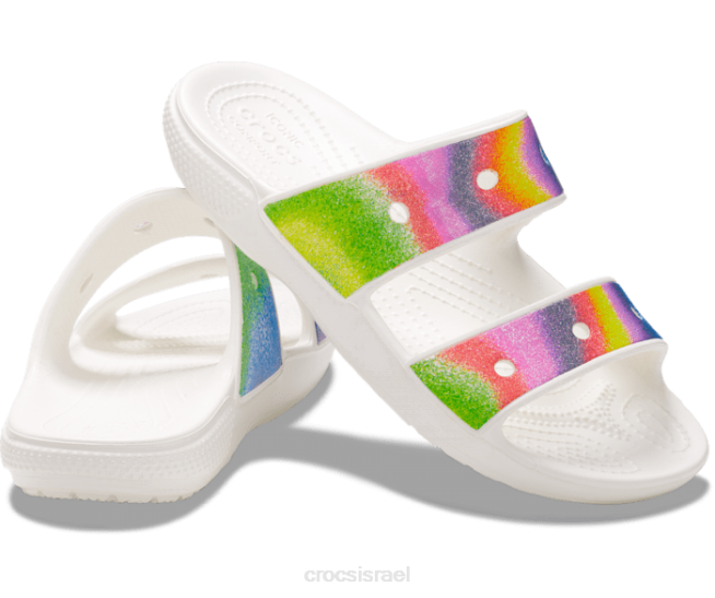 נעליים il Crocs נשים סנדל צבע ספריי קלאסי לבן/רב 2DZ4312