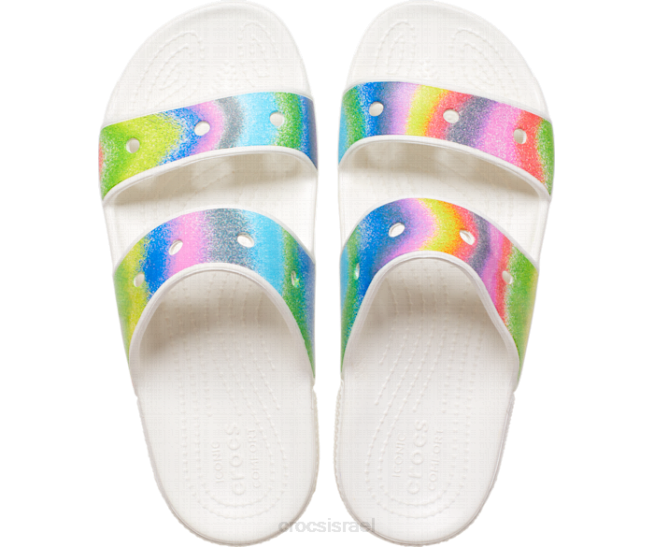 נעליים il Crocs נשים סנדל צבע ספריי קלאסי לבן/רב 2DZ4312