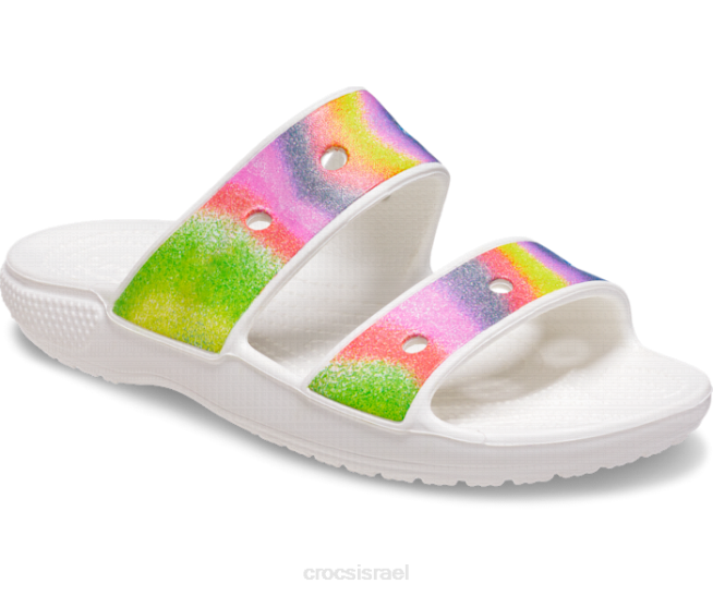 נעליים il Crocs נשים סנדל צבע ספריי קלאסי לבן/רב 2DZ4312