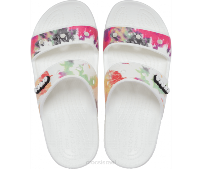 נעליים il Crocs נשים סנדל גרפי קשירה קלאסי לבן/רב 2DZ4320