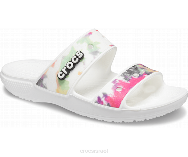 נעליים il Crocs נשים סנדל גרפי קשירה קלאסי לבן/רב 2DZ4320