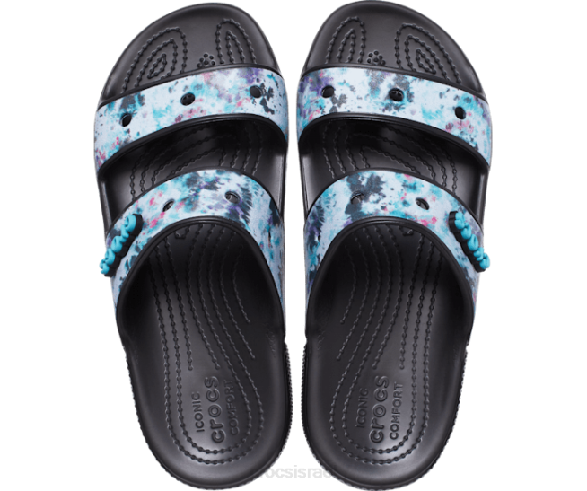 נעליים il Crocs נשים סנדל גרפי קשירה קלאסי רב/שחור 2DZ4321