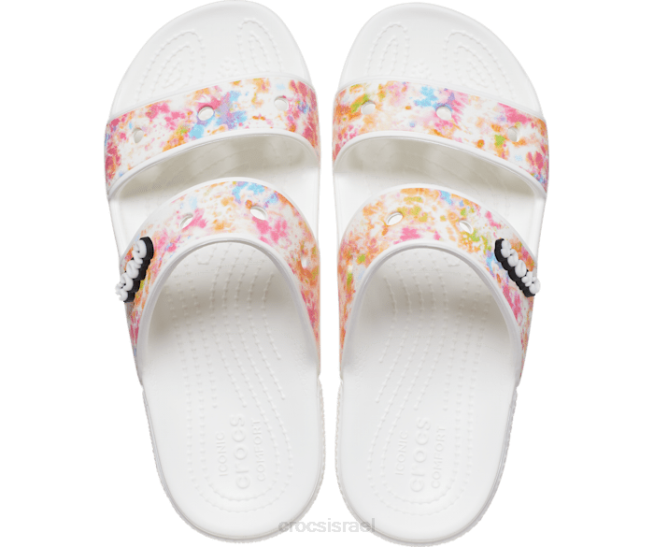 נעליים il Crocs נשים סנדל גרפי קשירה קלאסי רב/לבן 2DZ4322