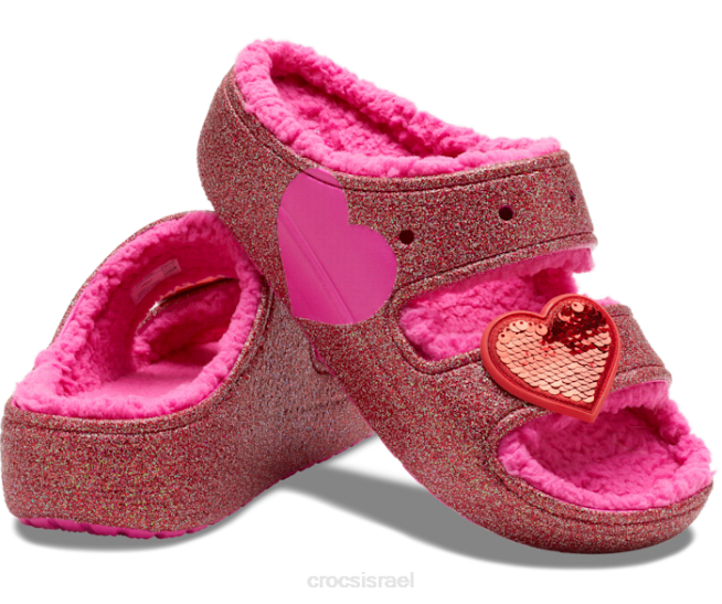נעליים il Crocs נשים סנדל לב נוצץ ורוד ורוד קלאסי מיץ 2DZ4329