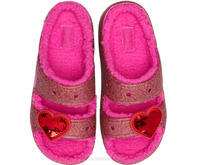 נעליים il Crocs נשים סנדל לב נוצץ ורוד ורוד קלאסי מיץ 2DZ4329