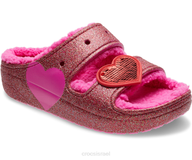 נעליים il Crocs נשים סנדל לב נוצץ ורוד ורוד קלאסי מיץ 2DZ4329