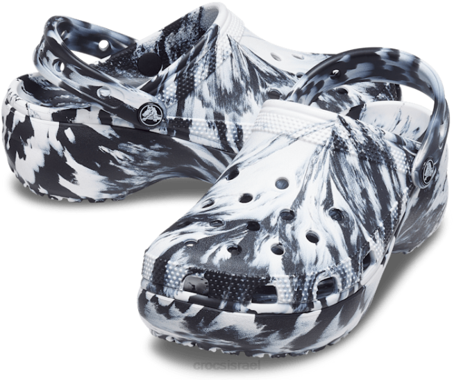 נעליים il Crocs נשים סתימה משישת פלטפורמה קלאסית לבן שחור 2DZ4362