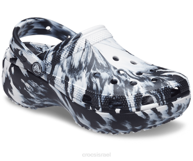נעליים il Crocs נשים סתימה משישת פלטפורמה קלאסית לבן שחור 2DZ4362
