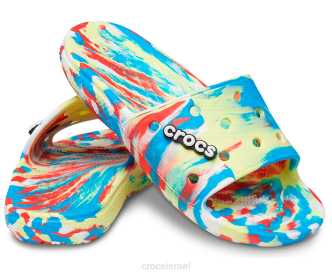 נעליים il Crocs גברים מגלשה קלאסית משיש גופרית/רב 2DZ4466