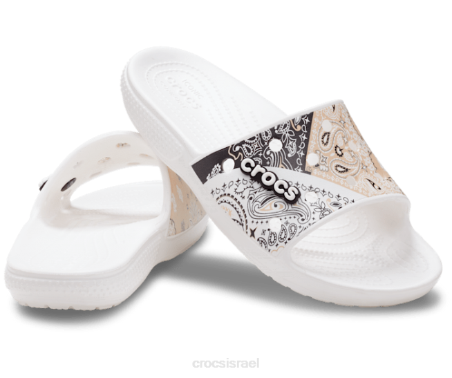 נעליים il Crocs גברים מגלשת בנדנה קלאסית צ'אי/לבן 2DZ4471