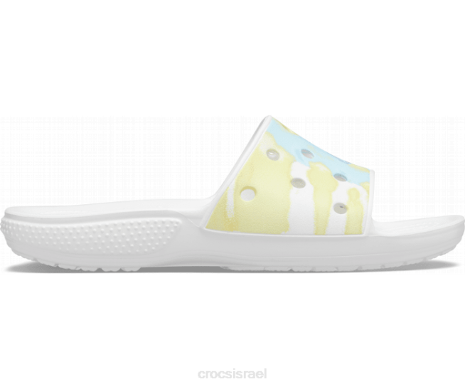 נעליים il Crocs גברים שקופית גרפית מעונבת קלאסית לבן/רב 2DZ4474