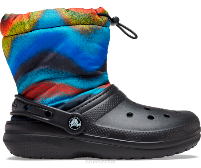 נעליים il Crocs ילדים מגף תרסיס צבעוני ניאו עם קווים קלאסיים שחור/רב 2DZ4560