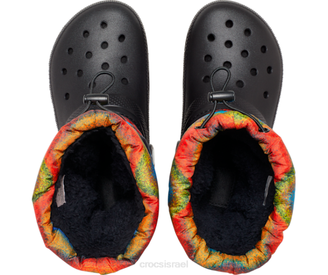 נעליים il Crocs ילדים מגף תרסיס צבעוני ניאו עם קווים קלאסיים שחור/רב 2DZ4560