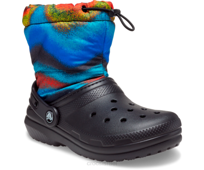 נעליים il Crocs ילדים מגף תרסיס צבעוני ניאו עם קווים קלאסיים שחור/רב 2DZ4560