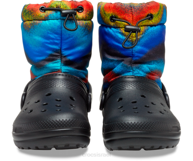 נעליים il Crocs ילדים מגף תרסיס צבעוני ניאו עם קווים קלאסיים שחור/רב 2DZ4560