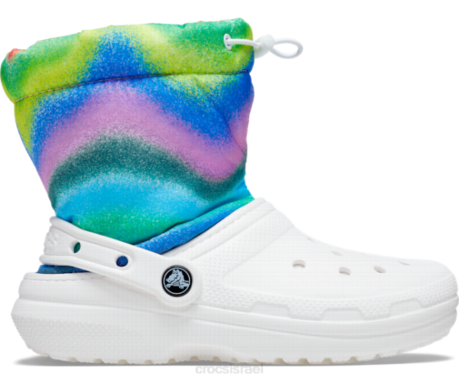 נעליים il Crocs ילדים מגף תרסיס צבעוני ניאו עם קווים קלאסיים לבן/רב 2DZ4561