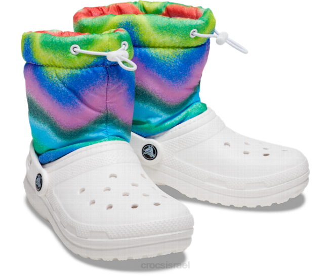 נעליים il Crocs ילדים מגף תרסיס צבעוני ניאו עם קווים קלאסיים לבן/רב 2DZ4561