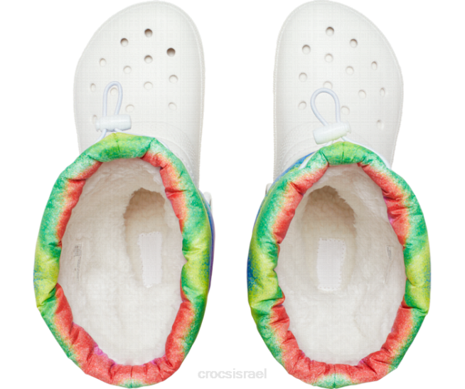 נעליים il Crocs ילדים מגף תרסיס צבעוני ניאו עם קווים קלאסיים לבן/רב 2DZ4561