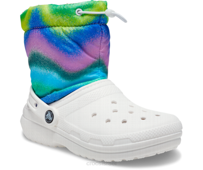 נעליים il Crocs ילדים מגף תרסיס צבעוני ניאו עם קווים קלאסיים לבן/רב 2DZ4561