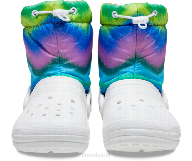 נעליים il Crocs ילדים מגף תרסיס צבעוני ניאו עם קווים קלאסיים לבן/רב 2DZ4561