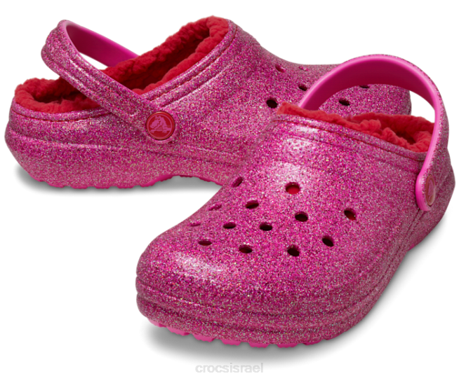 נעליים il Crocs ילדים קבק נצנצים ורודים מרופדים קלאסיים פלפל 2DZ4576