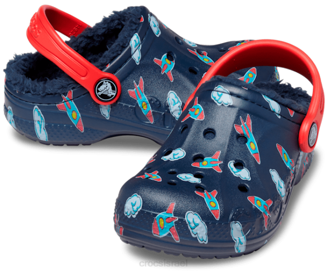 נעליים il Crocs ילדים קבקב מודפס מרופד באיה חיל הים/להבה 2DZ4617