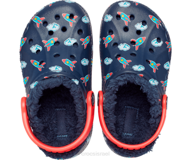 נעליים il Crocs ילדים קבקב מודפס מרופד באיה חיל הים/להבה 2DZ4617