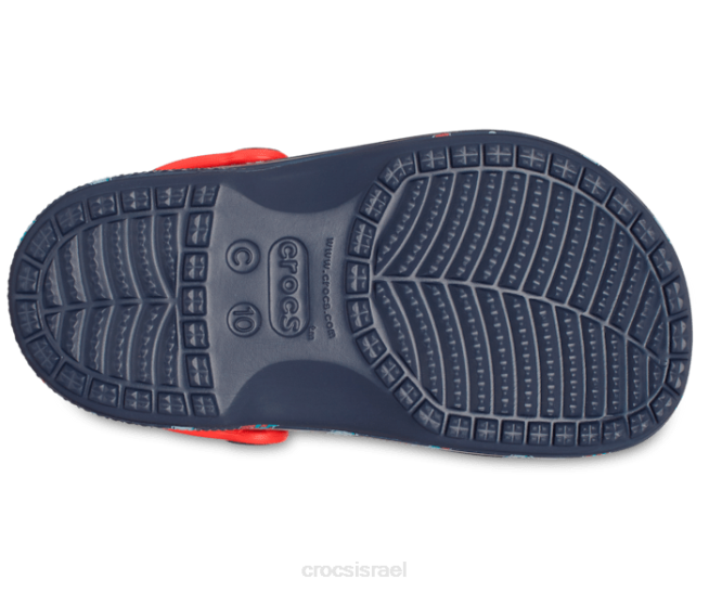 נעליים il Crocs ילדים קבקב מודפס מרופד באיה חיל הים/להבה 2DZ4617