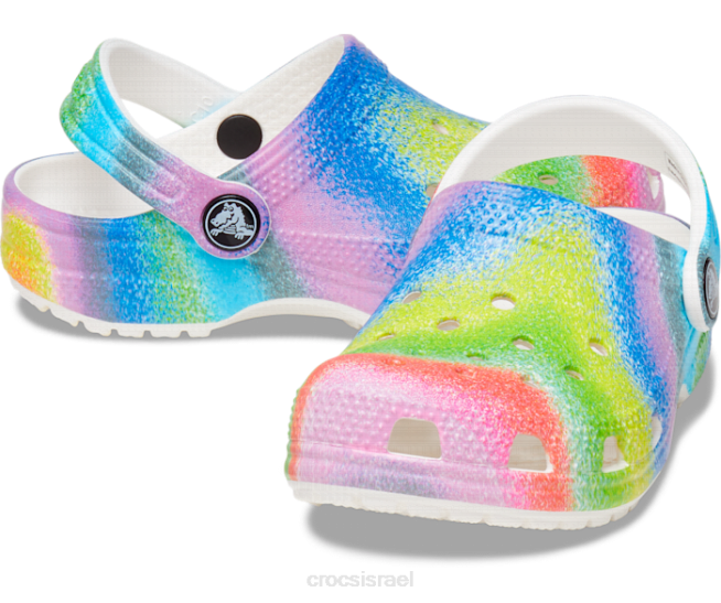 נעליים il Crocs ילדים סתימת צבע ריסוס קלאסית לבן/רב 2DZ4630