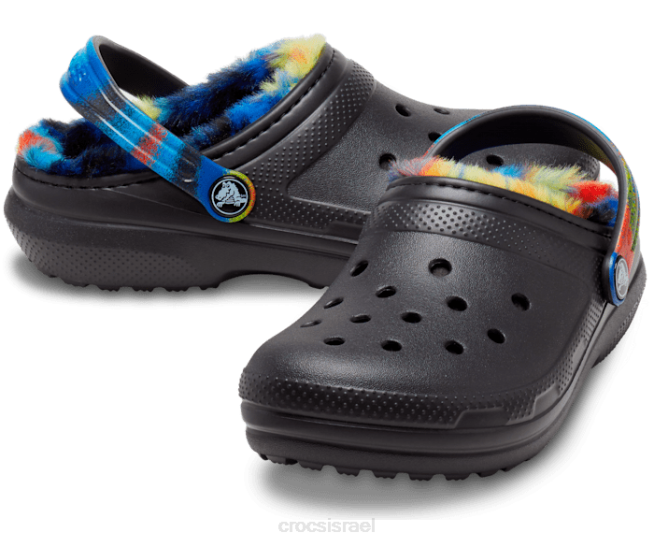 נעליים il Crocs ילדים סתימת צבע ריסוס מרופדת קלאסית שחור/רב 2DZ4644