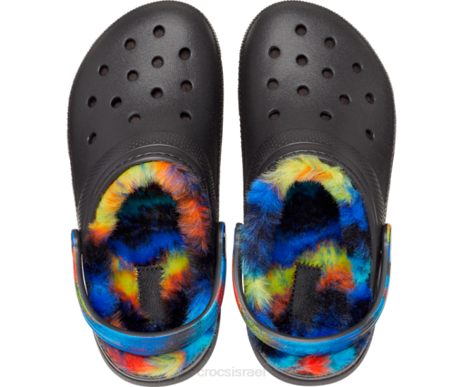 נעליים il Crocs ילדים סתימת צבע ריסוס מרופדת קלאסית שחור/רב 2DZ4644