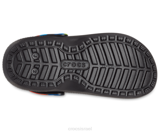 נעליים il Crocs ילדים סתימת צבע ריסוס מרופדת קלאסית שחור/רב 2DZ4644