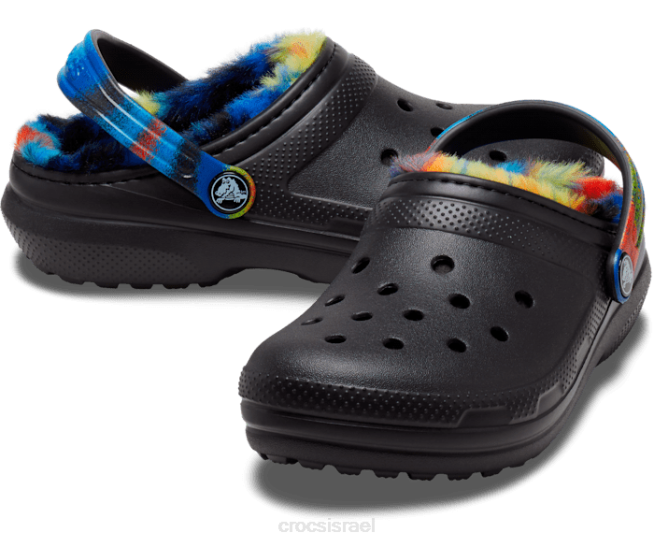 נעליים il Crocs ילדים סתימת צבע ריסוס מרופדת קלאסית שחור/רב 2DZ4645