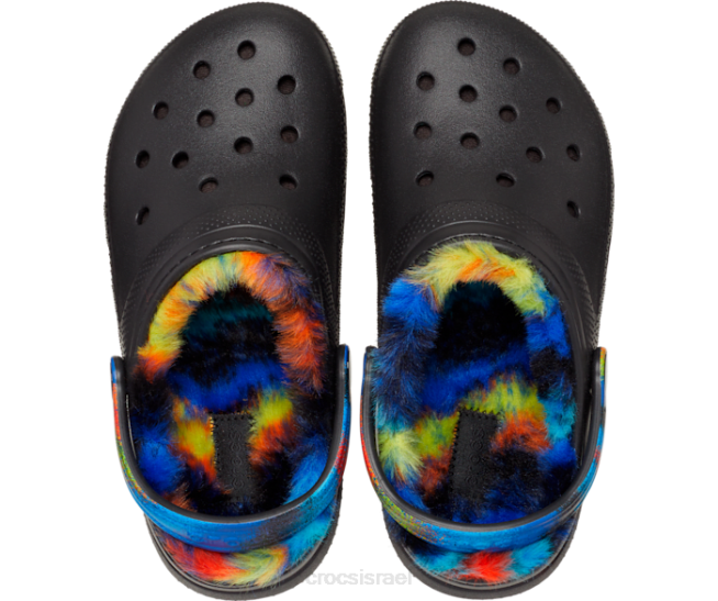 נעליים il Crocs ילדים סתימת צבע ריסוס מרופדת קלאסית שחור/רב 2DZ4645