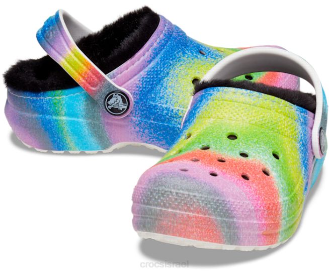 נעליים il Crocs ילדים סתימת צבע ריסוס מרופדת קלאסית לבן/רב 2DZ4646