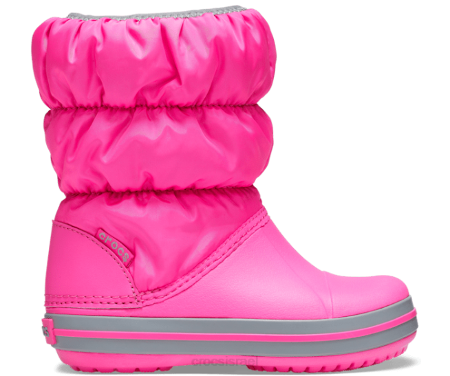 נעליים il Crocs ילדים מגף פחזניות חורף ורוד חשמלי/אפור בהיר 2DZ4659