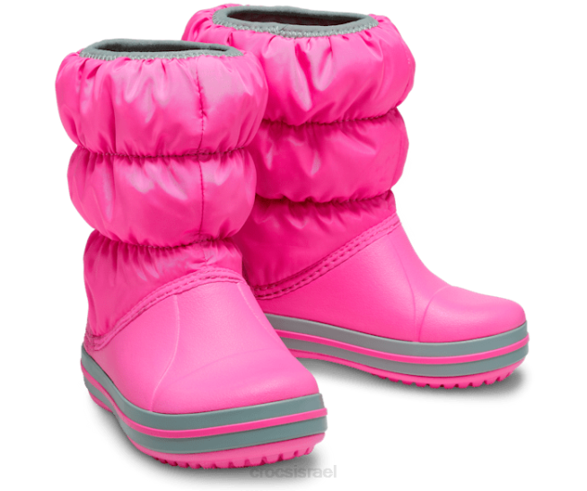 נעליים il Crocs ילדים מגף פחזניות חורף ורוד חשמלי/אפור בהיר 2DZ4659