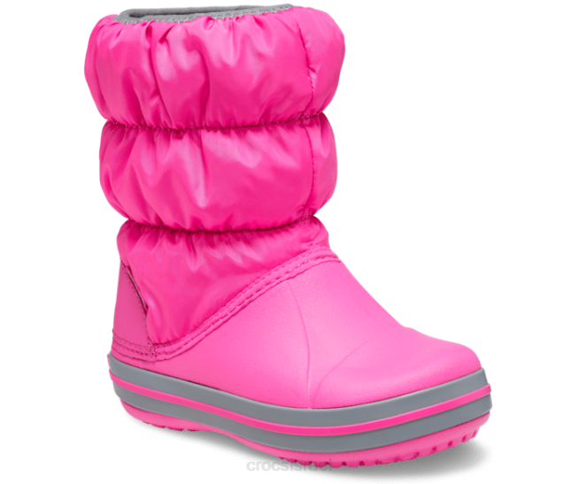 נעליים il Crocs ילדים מגף פחזניות חורף ורוד חשמלי/אפור בהיר 2DZ4659